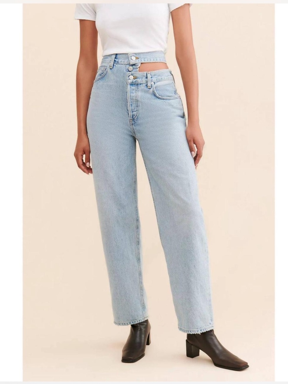 AGOLDE NWOT Broken Waistband High Rise Straight Leg Jeans Light Wash Size 24